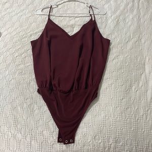 Express thong bodysuit- maroon.